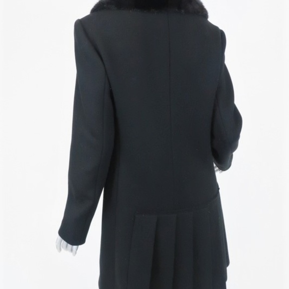 Prada Mink Fur Collar Coat Black Wool-Cashmere - Picture 6 of 7